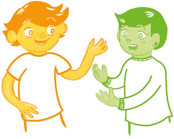 Zwei Kinder geben sich High Five